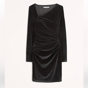Abercrombie & Fitch Long Sleeve Asymmetrical Velvet Mini Dress